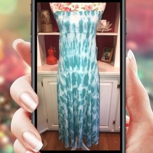 Aqua tie dye LulaRoe maxi skirt